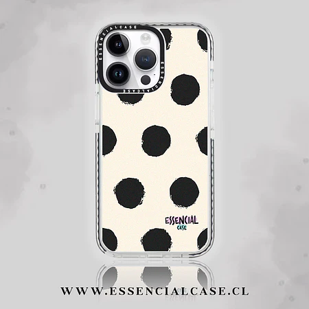 Carcasa diseño puntos negro fondo crema