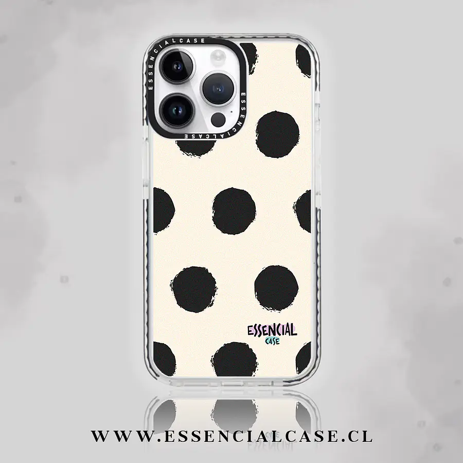 Carcasa diseño puntos negro fondo crema
