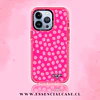 Carcasa diseño puntos rosa con fuscia