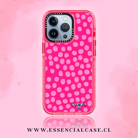 Carcasa diseño puntos rosa con fuscia