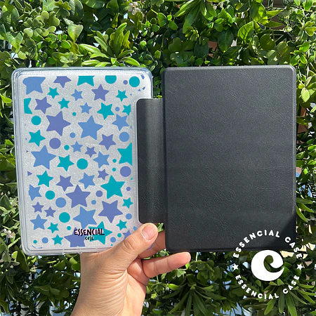 Carcasa KINDLE transparente con tapa diseño blue stars