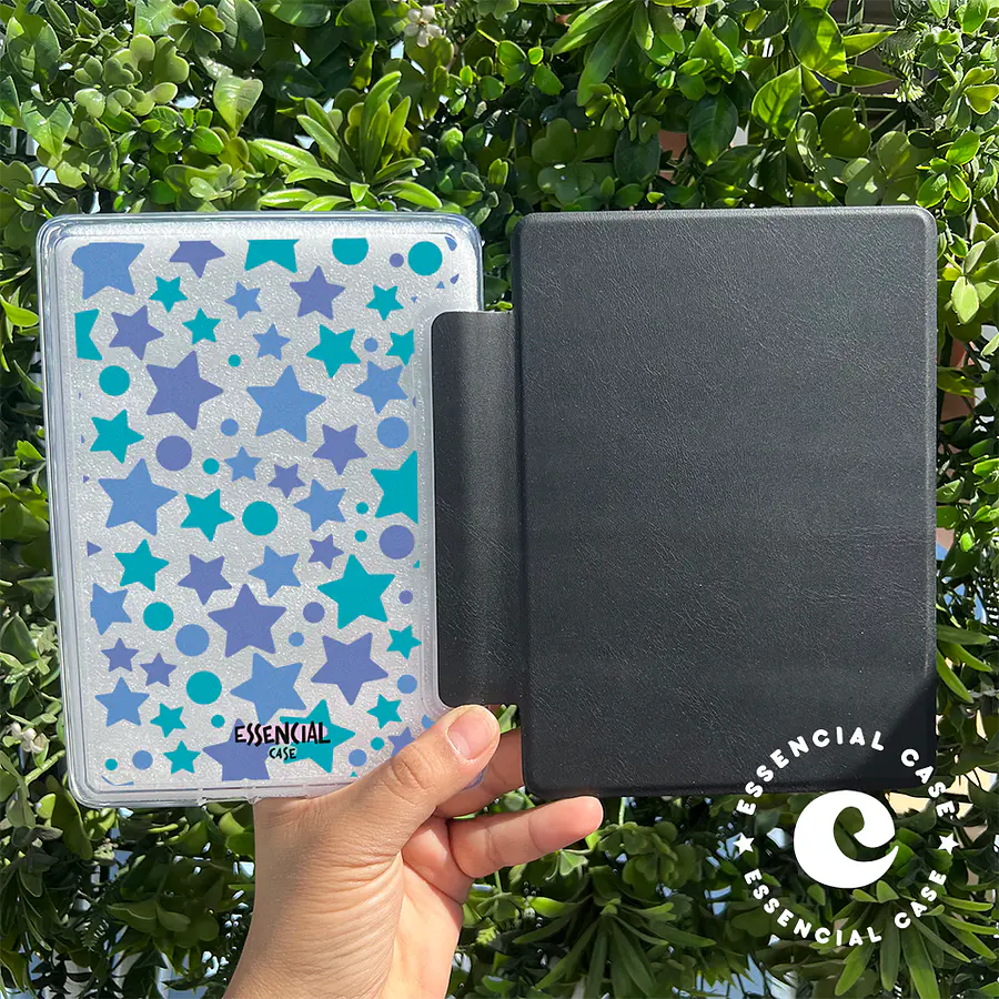 Carcasa KINDLE transparente con tapa diseño blue stars