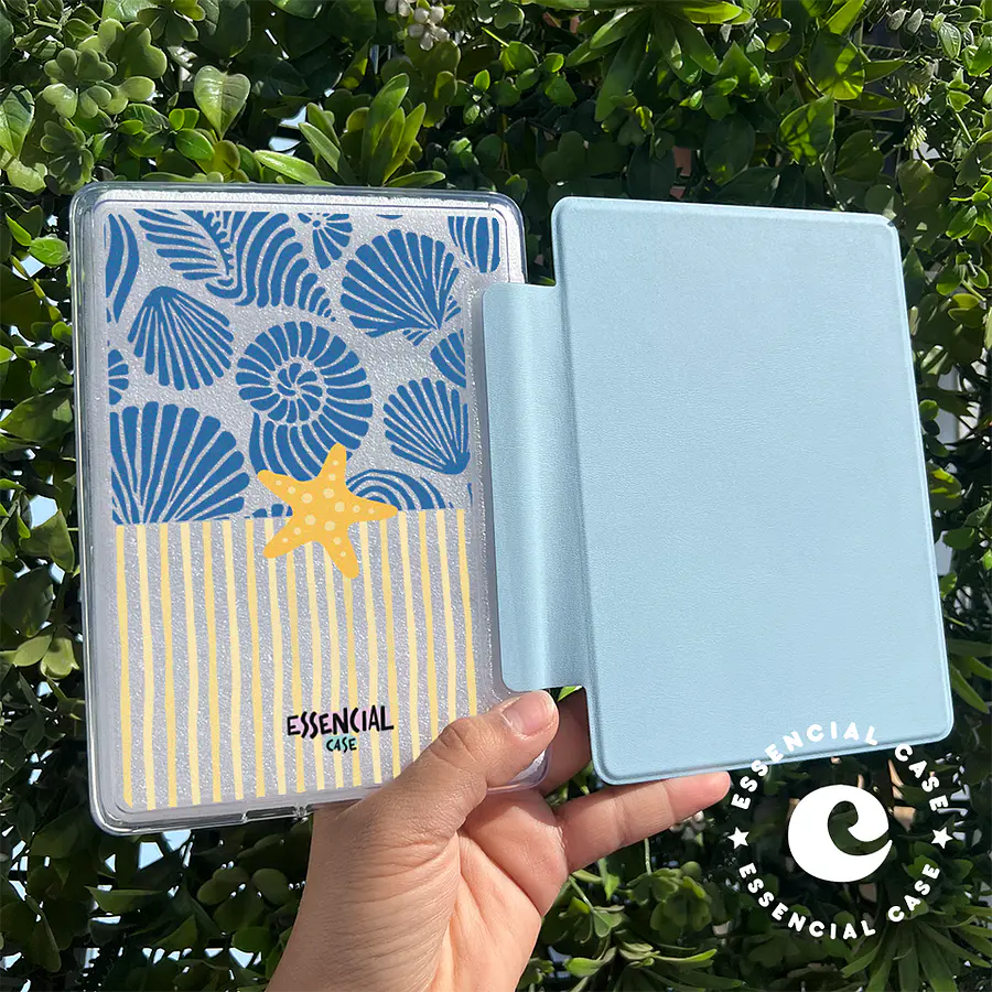 Carcasa KINDLE transparente con tapa diseño concha estrella 