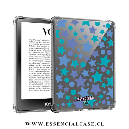Carcasa transparente Kindle - Kobo diseño blue stars 