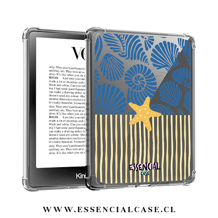 Carcasa transparente Kindle - Kobo diseño concha estrella 