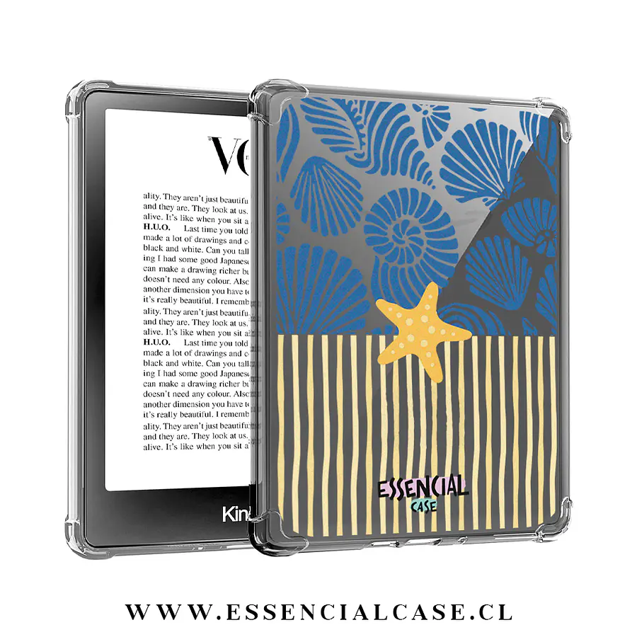 Carcasa transparente Kindle - Kobo diseño concha estrella 
