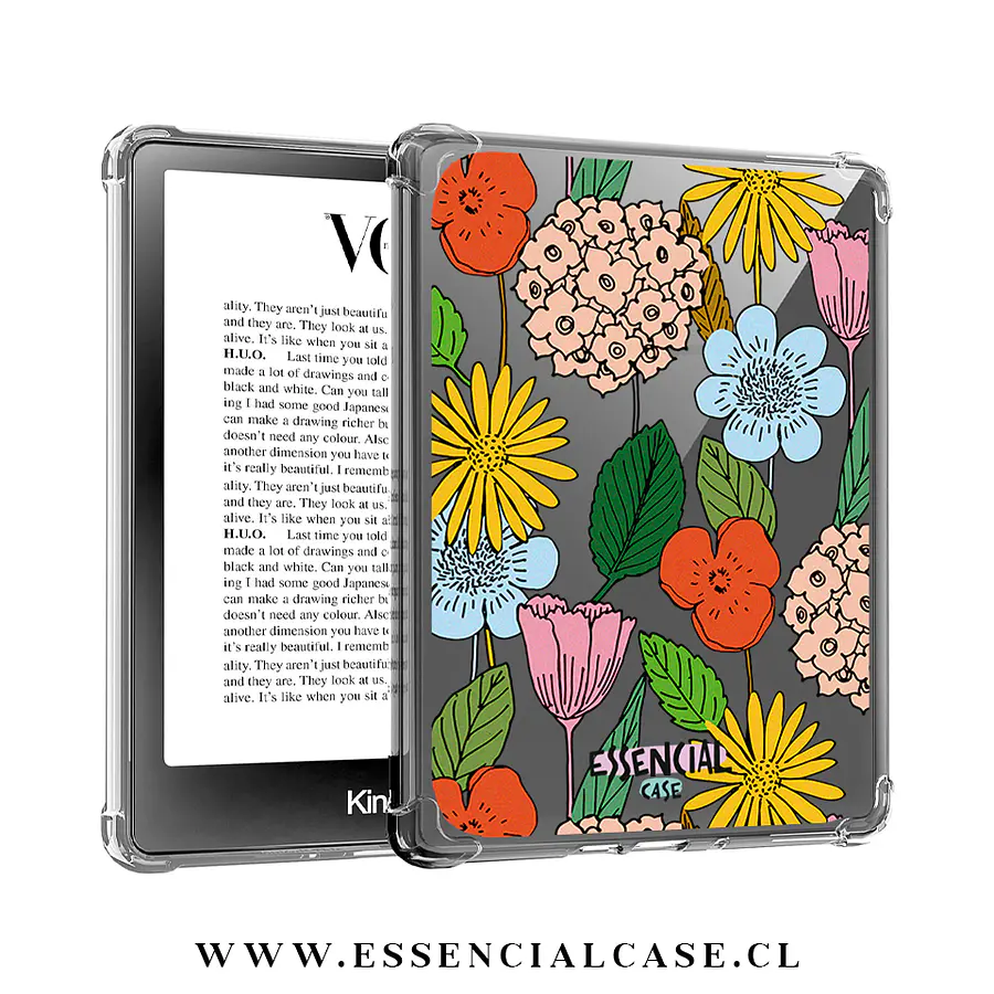 Carcasa transparente Kindle - Kobo diseño crazy garden 