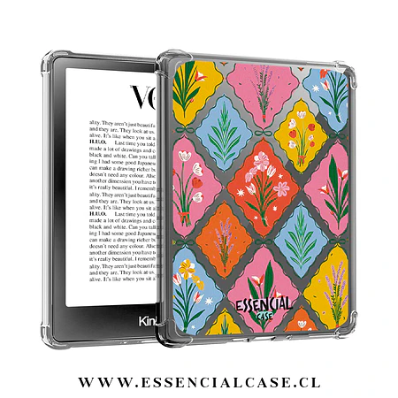 Carcasa transparente Kindle - Kobo diseño cuadro flores 