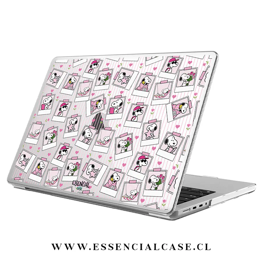 Carcasa Macbook diseño snoopy cuadros rosa