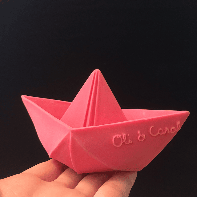 Juguete Mordedor Bote Origami Rosado
