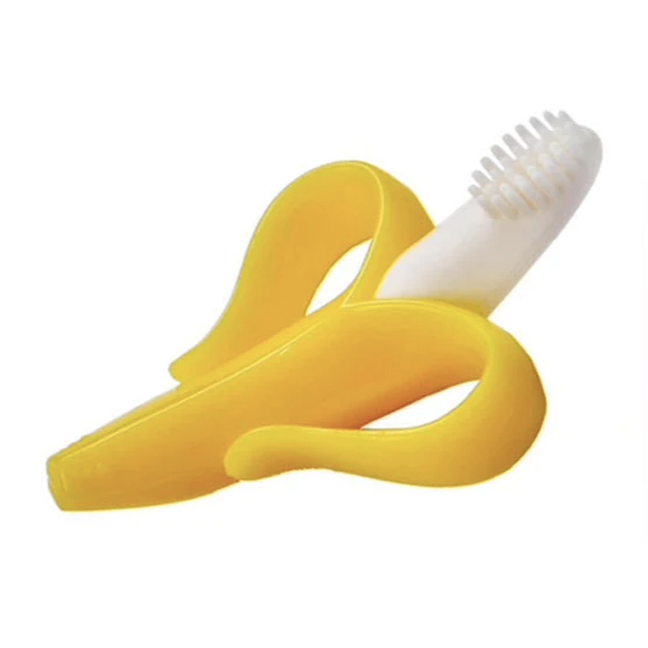 Mordedor De Encia Con Cepillo Para Bebe Banana Azul