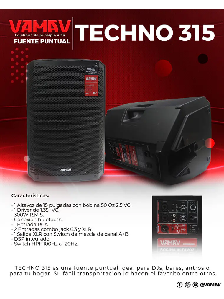 Vamav TECHNO 315 Caja Activa 15″ 300W RMS 3