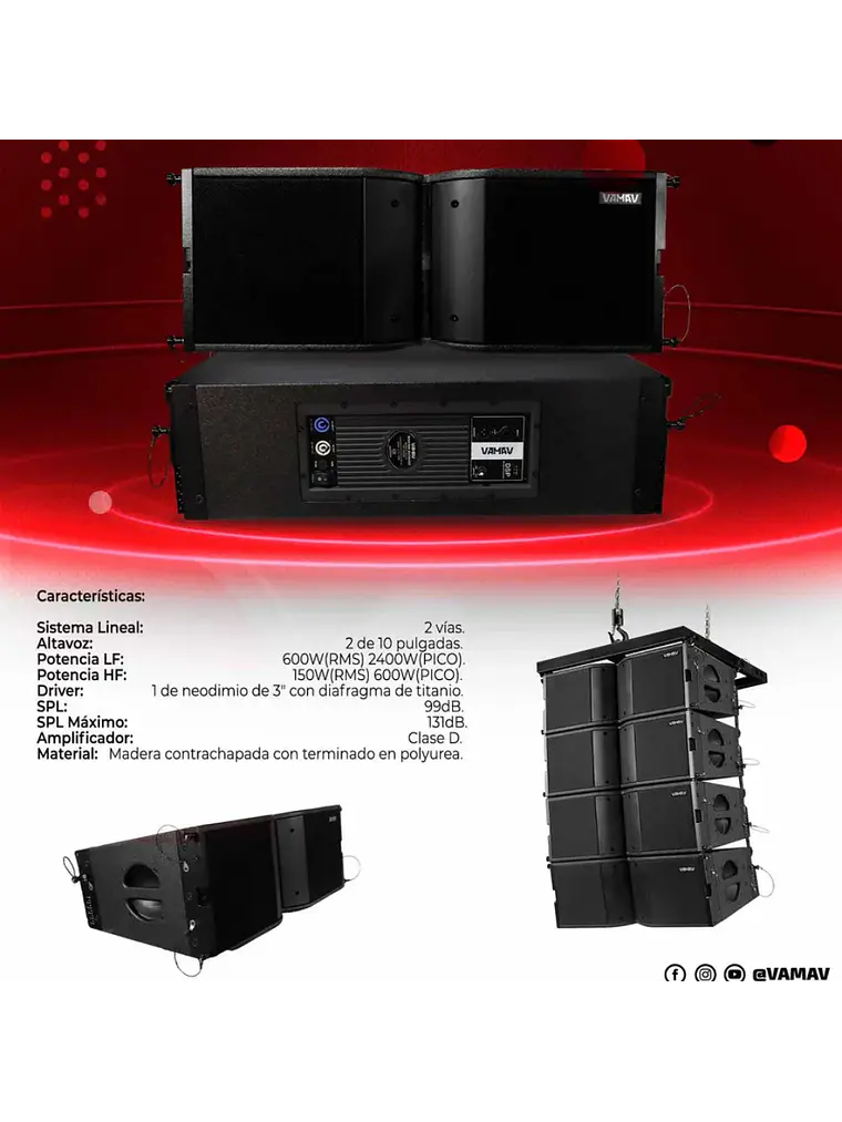 Vamav VXT 210 Line Array Activo 10″ 600W RMS 3