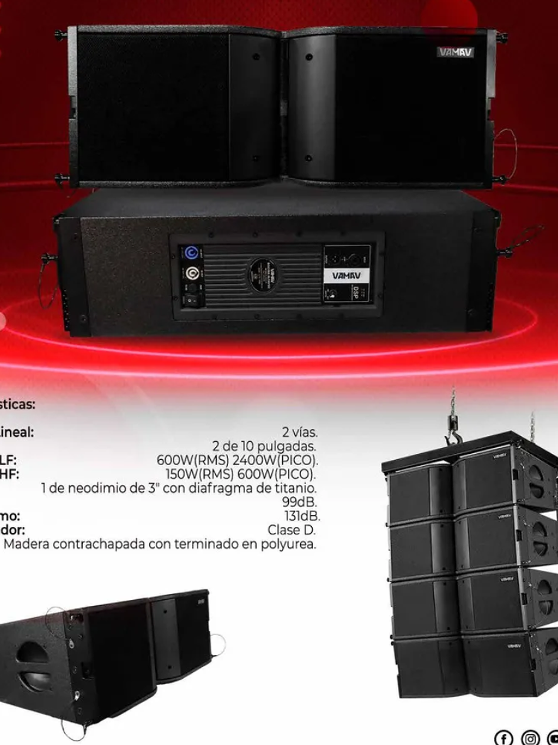 Vamav VXT 210 Line Array Activo 10″ 600W RMS 3