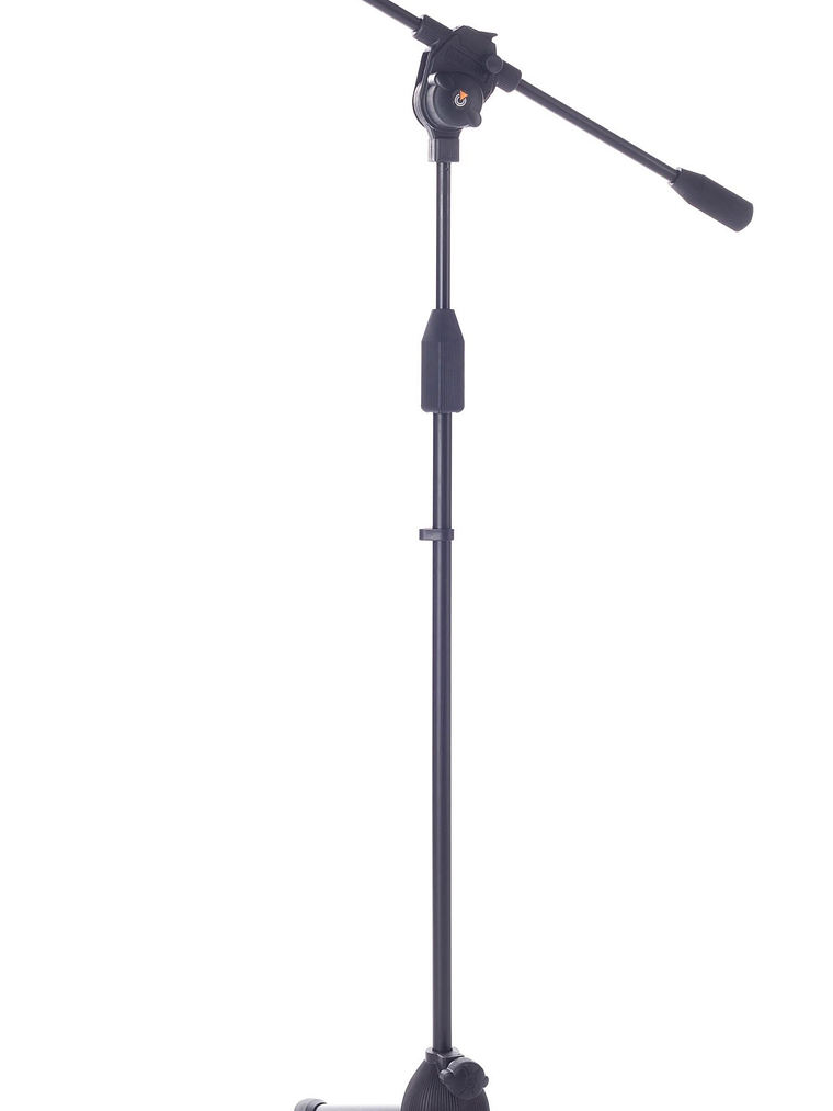 Soporte de micrófono de brazo de nylon cargado en negro con botón 1