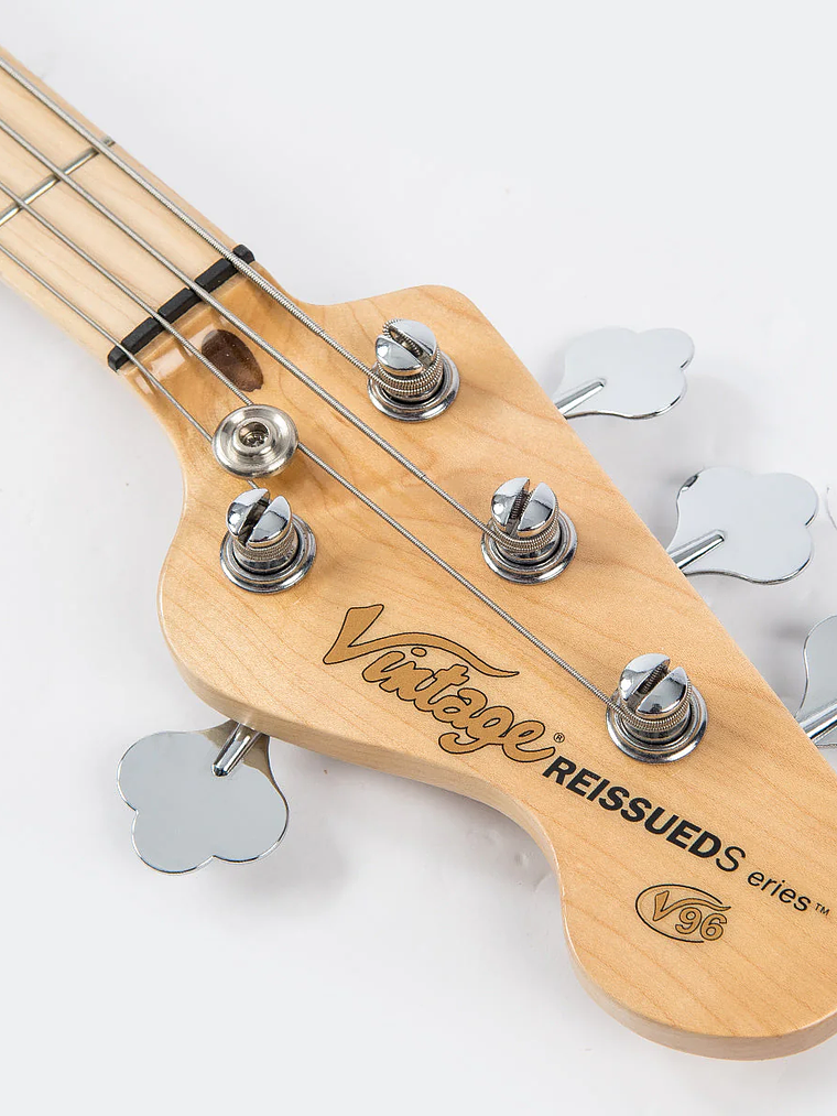 Vintage V96 Reeditado bajo activo de 4 cuerdas ~ Negro 7