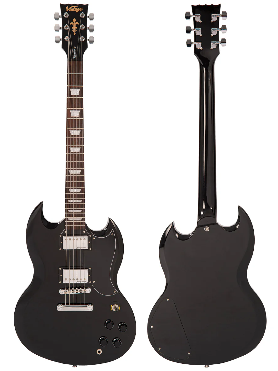 Vintage V69 Coaster Series Guitarra Eléctrica ~ Boulevard Black 3
