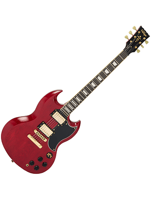 Guitarra eléctrica vintage VS6 reeditada ~ Hardware Cherry Red/Gold