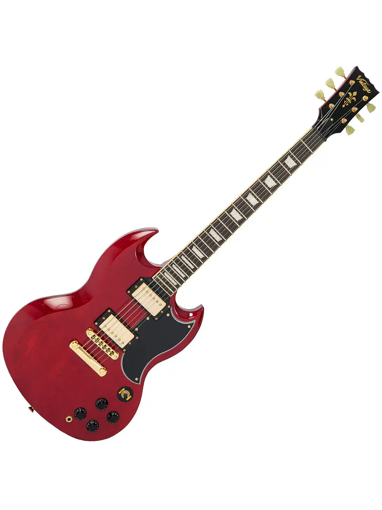 Guitarra eléctrica vintage VS6  ~ Hardware Cherry Red/Gold 1