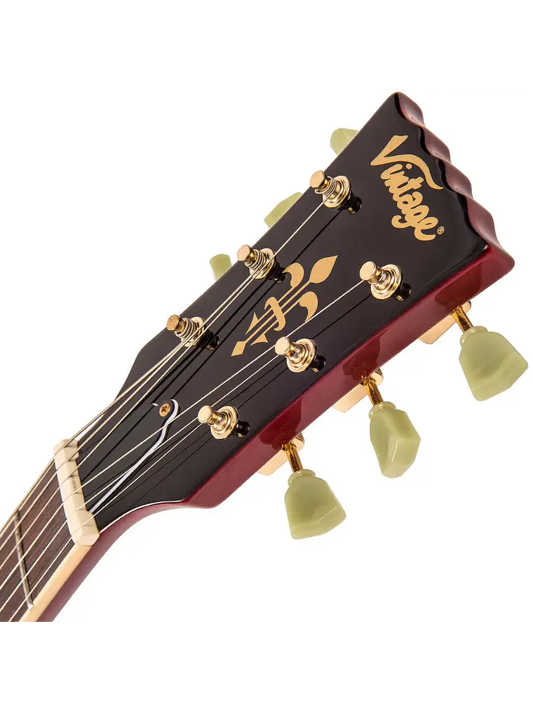 Guitarra eléctrica vintage VS6  ~ Hardware Cherry Red/Gold 8