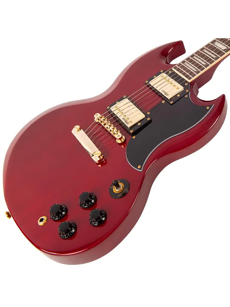 Guitarra eléctrica vintage VS6  ~ Hardware Cherry Red/Gold 3
