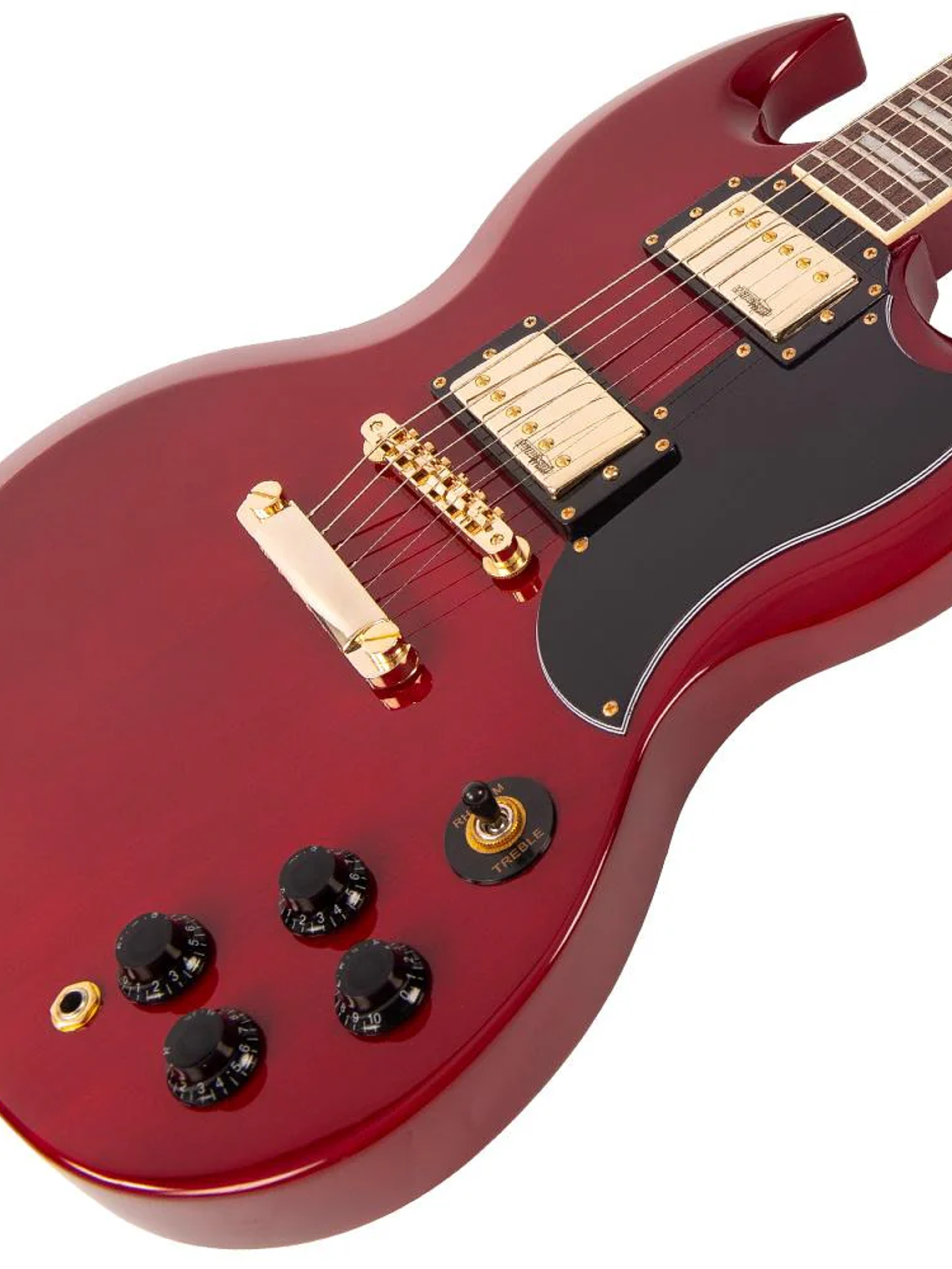 Guitarra eléctrica vintage VS6 reeditada ~ Hardware Cherry Red/Gold 3