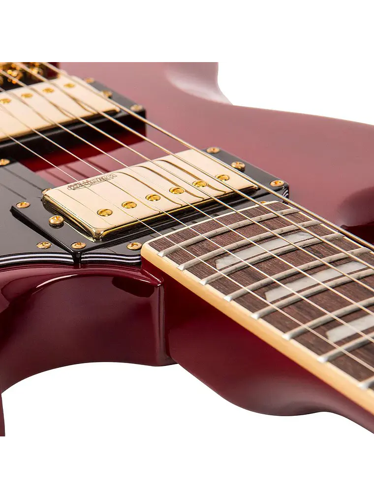 Guitarra eléctrica vintage VS6  ~ Hardware Cherry Red/Gold 7
