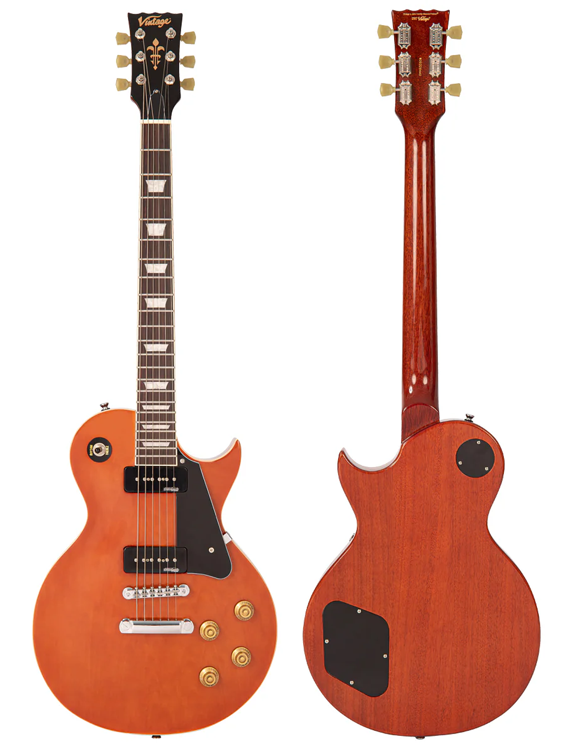 Guitarra eléctrica vintage V100P reeditada ~ Caoba natural 3