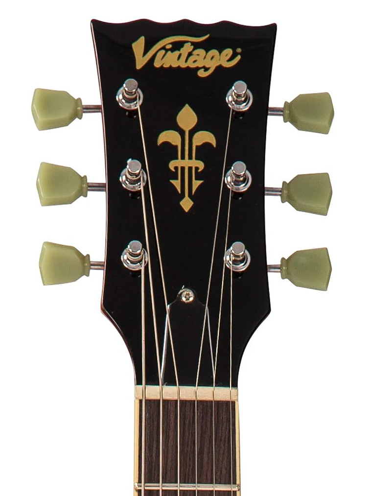 Guitarra eléctrica vintage V100T reeditada ~ Flamed thru Honeyburst 5