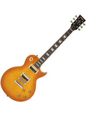 Guitarra eléctrica vintage V100T reeditada ~ Flamed thru Honeyburst