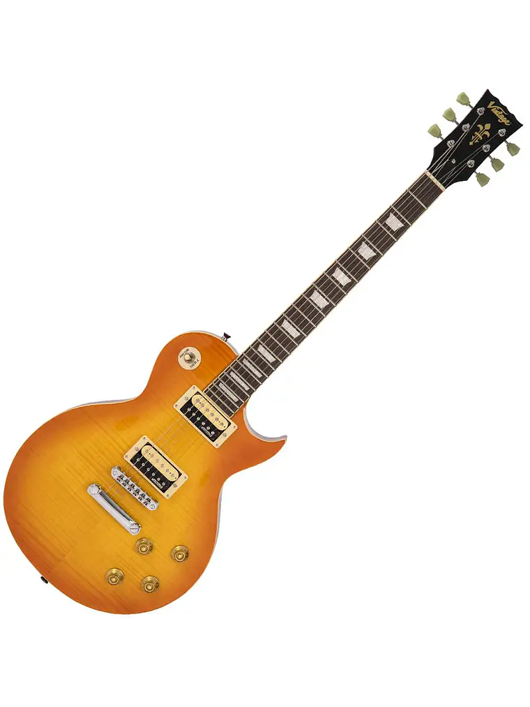 Guitarra eléctrica vintage V100T  ~ Flamed thru Honeyburst 1