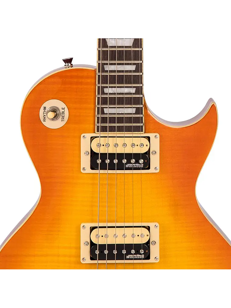 Guitarra eléctrica vintage V100T  ~ Flamed thru Honeyburst 3