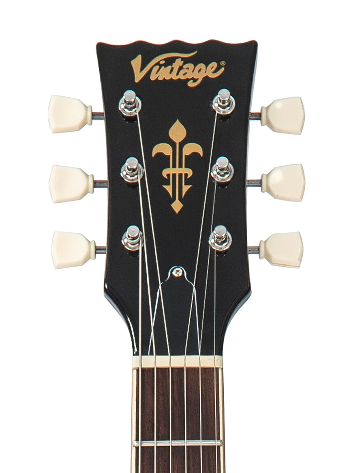 Guitarra eléctrica vintage V100 reeditada con Bigsby ~ Flamed Purpleburst 5