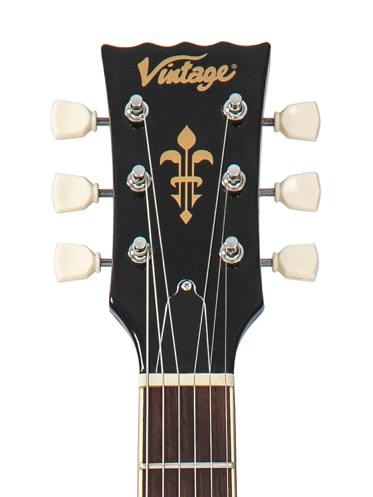 Guitarra eléctrica vintage V100 reeditada con Bigsby ~ Flamed Purpleburst 5