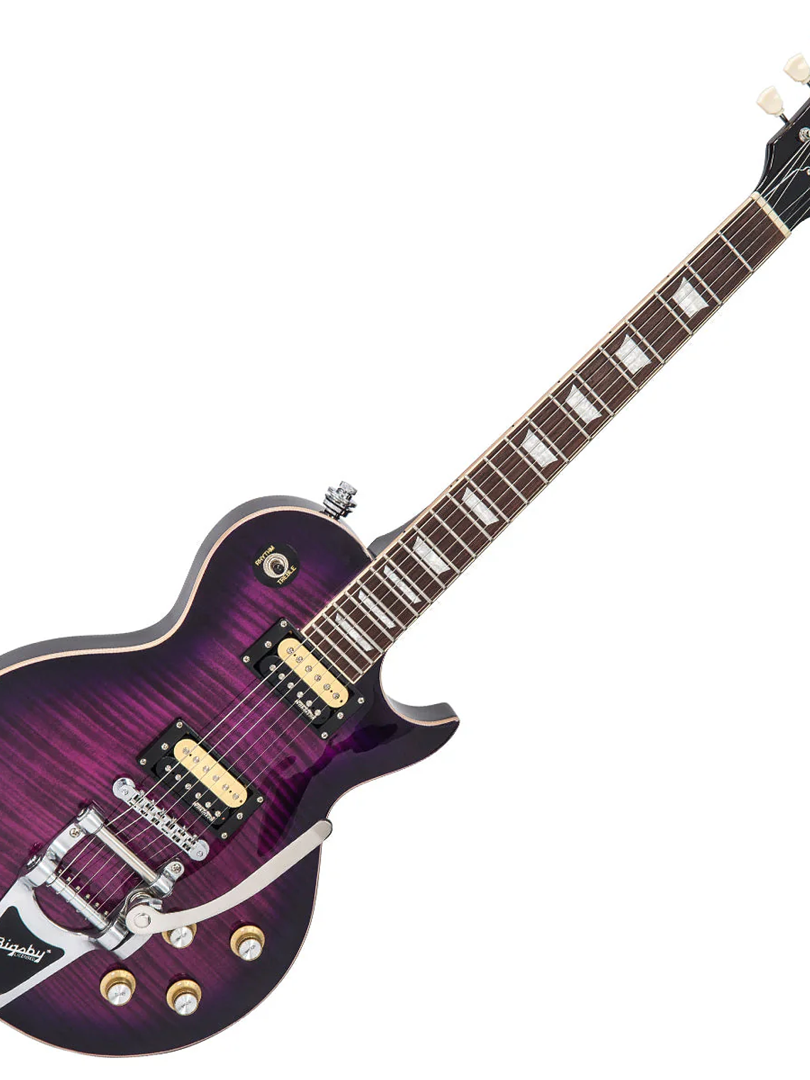 Guitarra eléctrica vintage V100 reeditada con Bigsby ~ Flamed Purpleburst 1