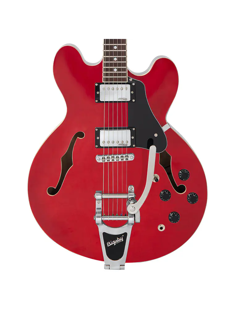 Vintage VSA500B  Guitarra semiacústica con Bigsby ~ Cherry Red 2