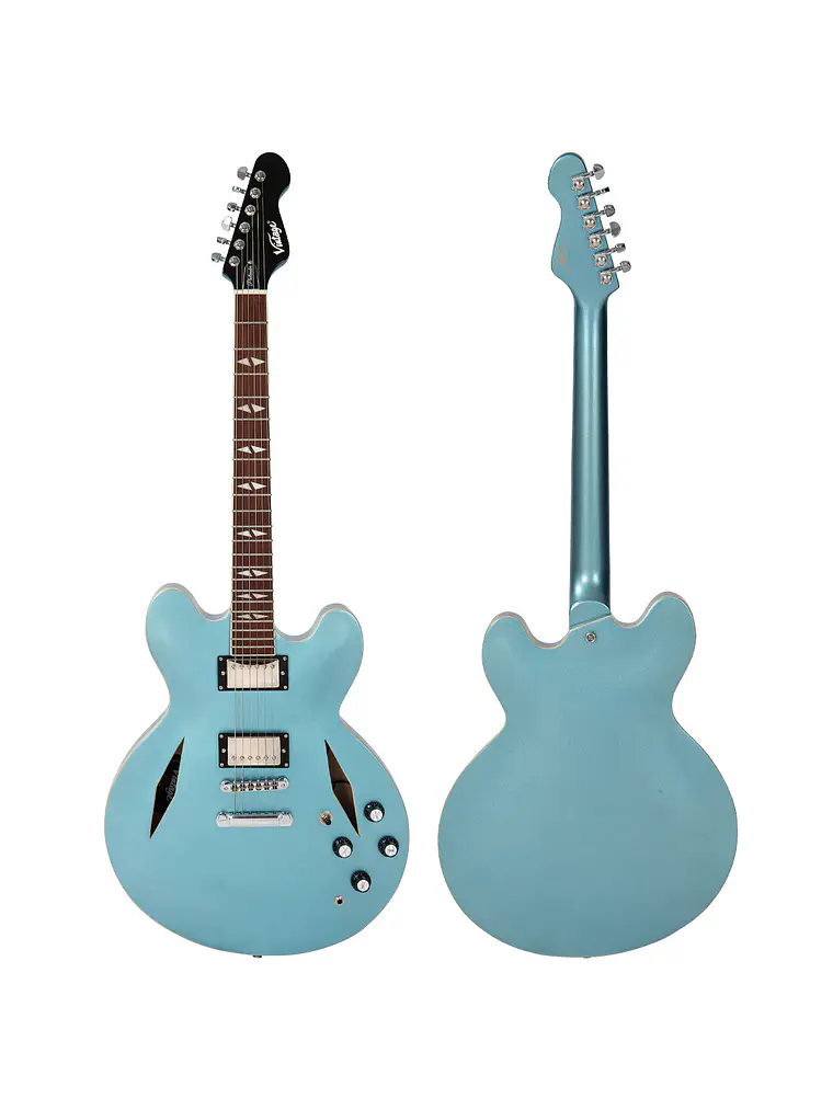 Guitarra semiacústica vintage VSA550 ~ Gun Hill Blue 3