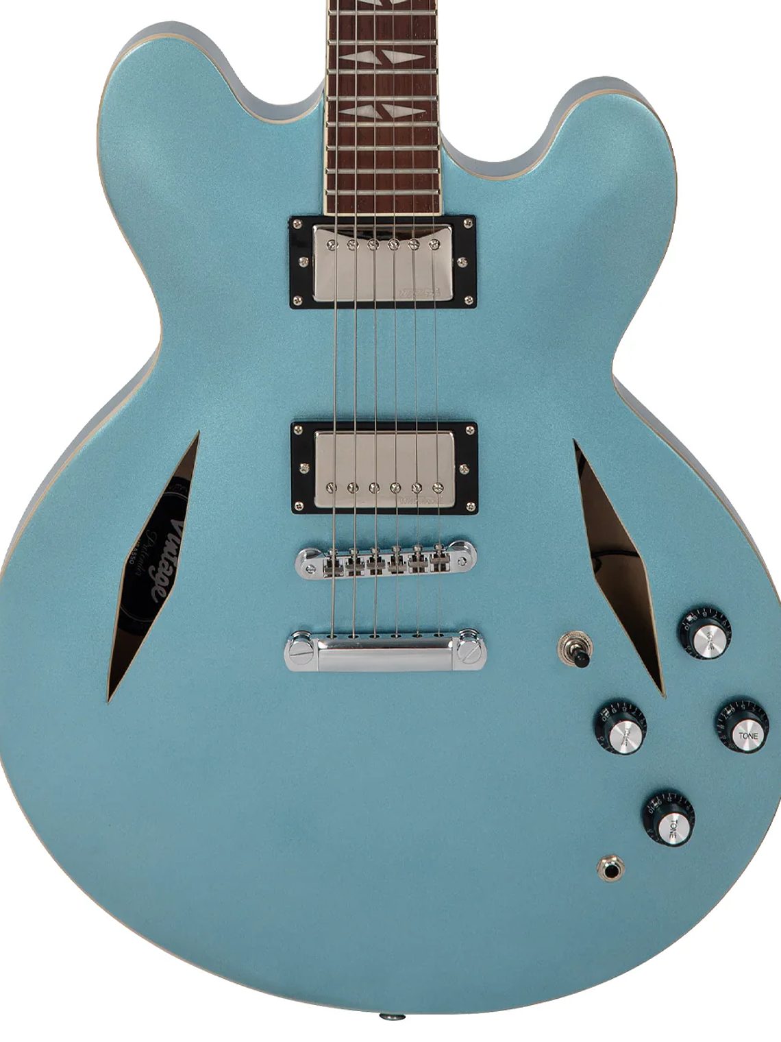 Guitarra semiacústica vintage VSA550 reeditada ~ Gun Hill Blue 4