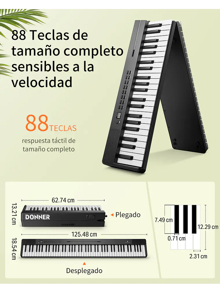Donner DP-10 Piano digital portátil y plegable 3