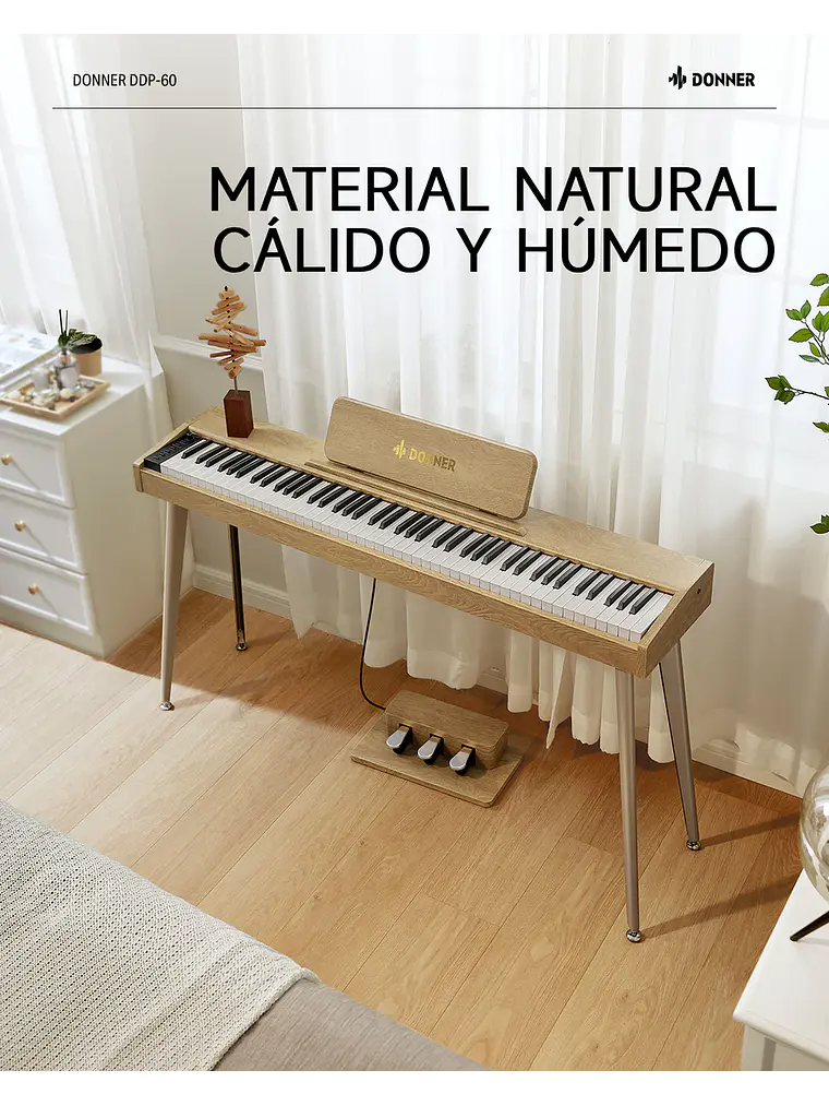 Donner DDP-60 Piano digital con teclado semi-pesado-NAT 7