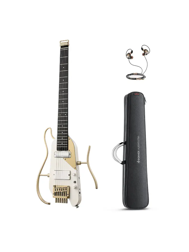 Donner HUSH™ X PRO Guitarra de viaje versátil White-Luxe 3