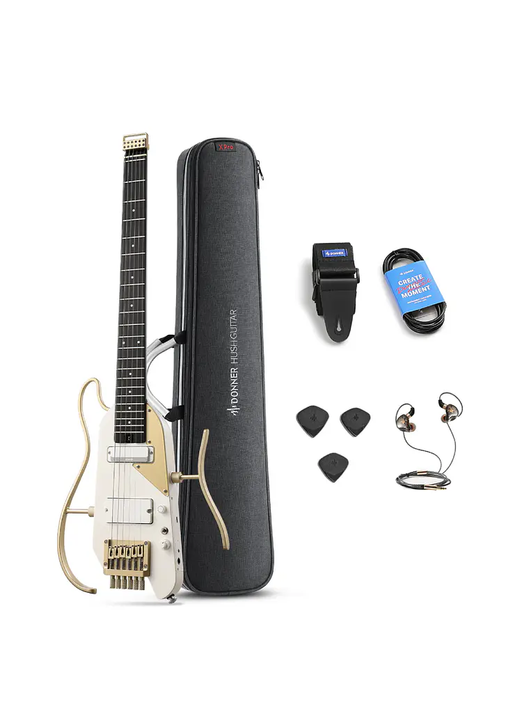 Donner HUSH™ X PRO Guitarra de viaje versátil White-Luxe 2