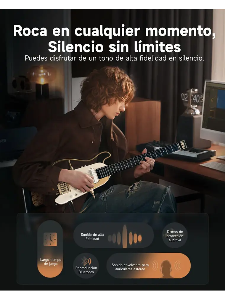 Donner HUSH™ X PRO Guitarra de viaje versátil White-Luxe 6