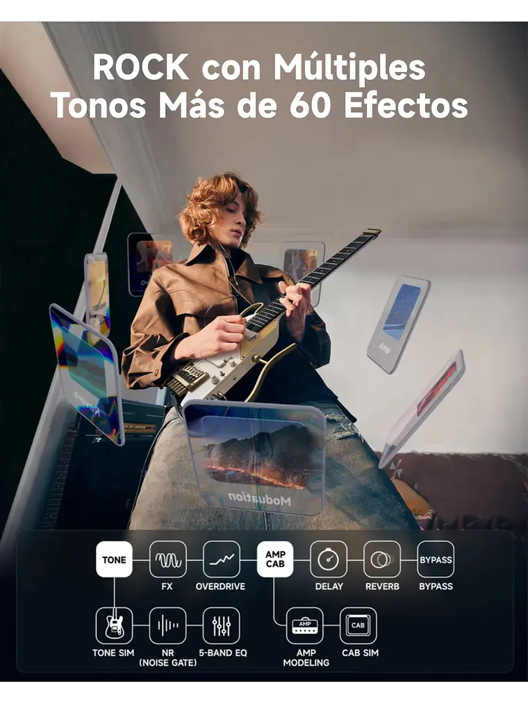 Donner HUSH™ X PRO Guitarra de viaje versátil White-Luxe 7
