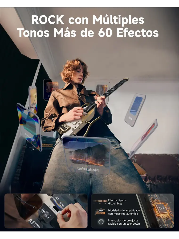 Donner HUSH™ X PRO Guitarra de viaje versátil White-Luxe 11