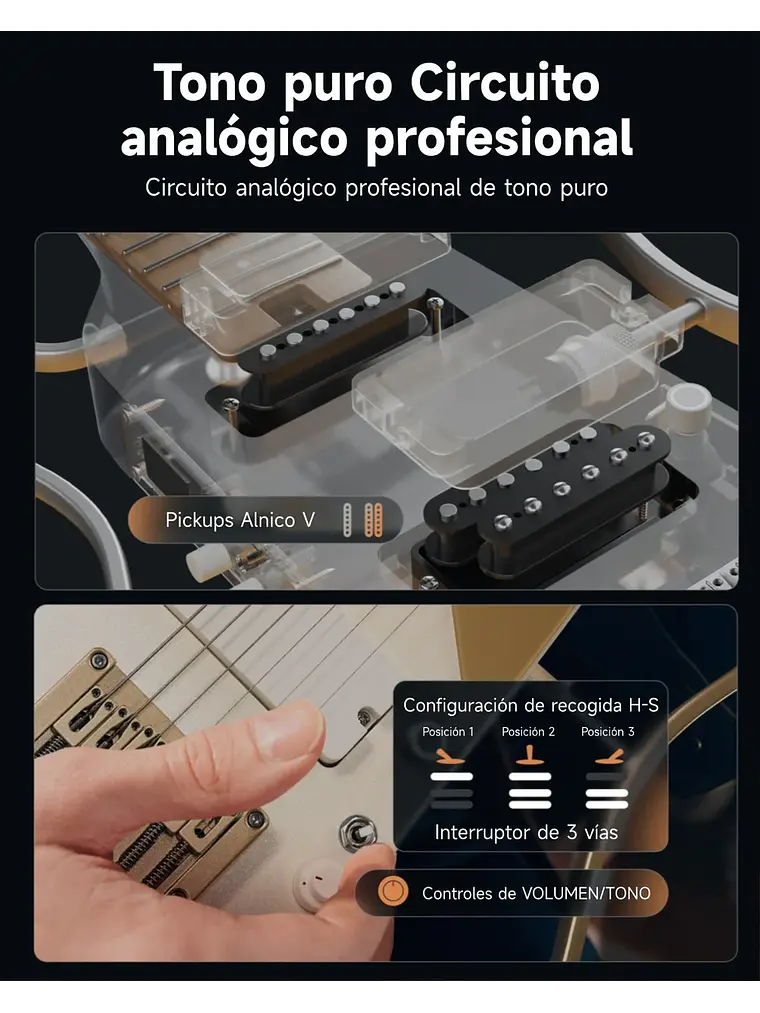 Donner HUSH™ X PRO Guitarra de viaje versátil White-Luxe 12