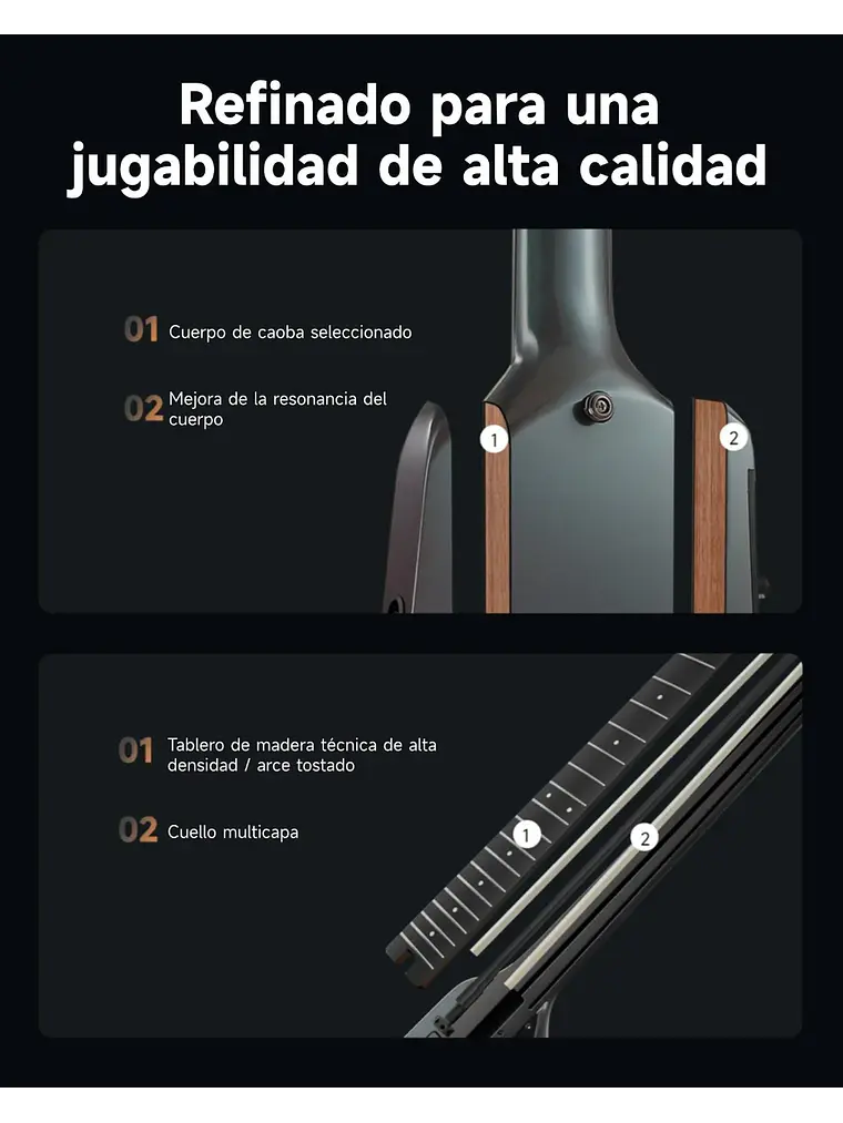 Donner HUSH™ X PRO Guitarra de viaje versátil Midnight Glow 3