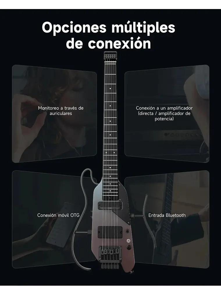 Donner HUSH™ X PRO Guitarra de viaje versátil Midnight Glow 4
