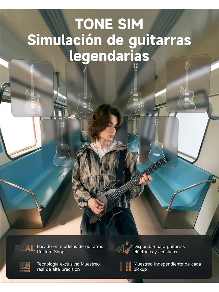 Donner HUSH™ X PRO Guitarra de viaje versátil Midnight Glow 6