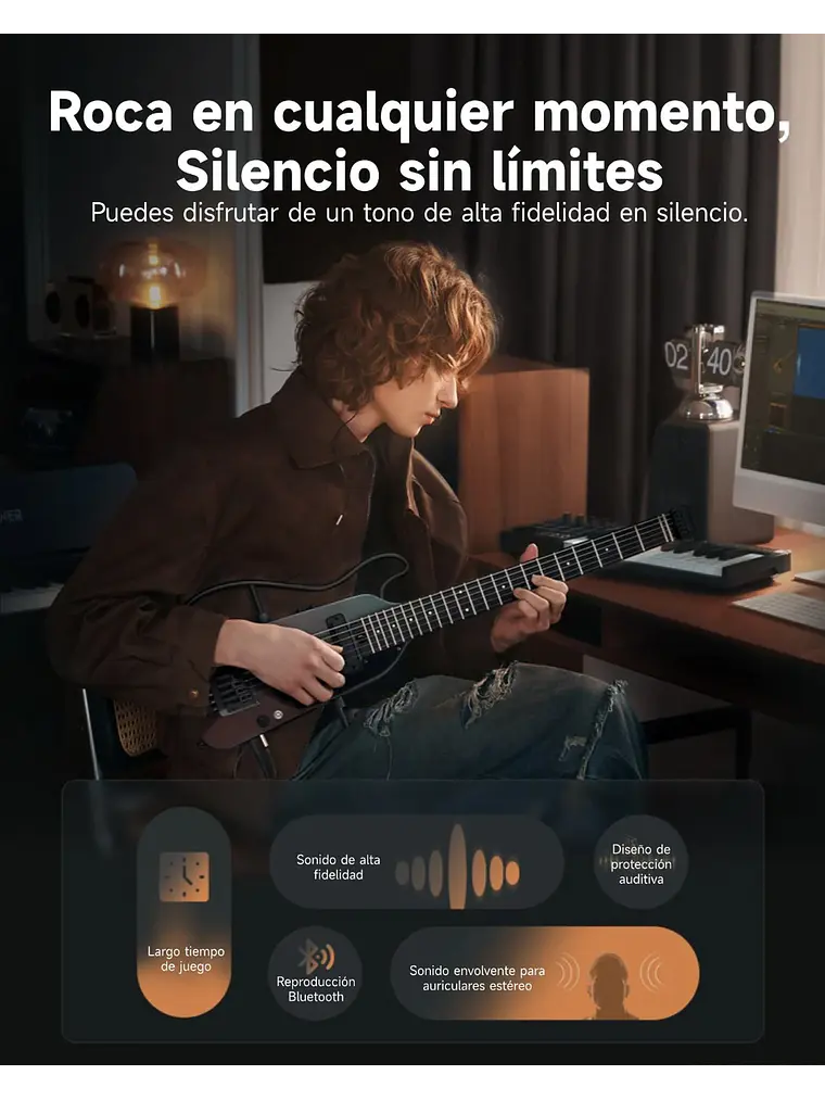 Donner HUSH™ X PRO Guitarra de viaje versátil Midnight Glow 9
